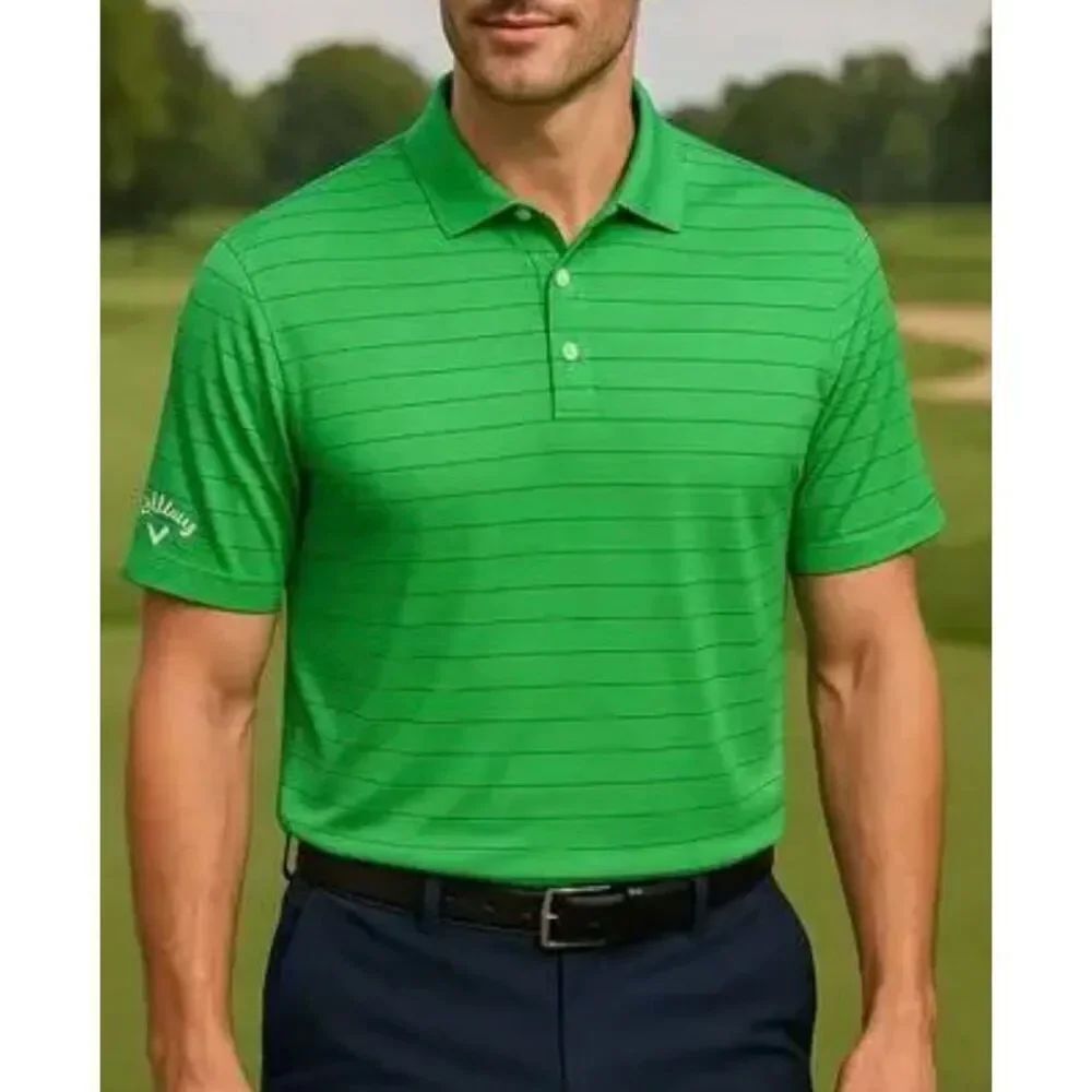 Callaway Optidri green striped golf polo shirt size xlarge